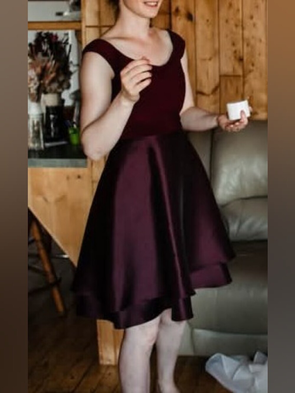 Women's Formal Sleeveless Burgundy Dress XXS - Picture 3 of 6